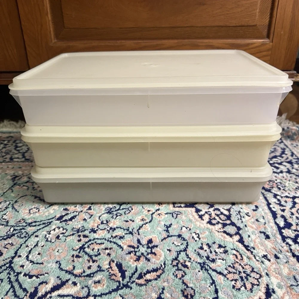 Lot 3 Vintage Tupperware Sheer Rectangular  12
